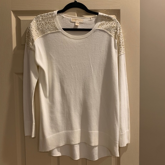 Michael Kors Cream/Gold Embellished Pullover Sweater sz S - Picture 1 of 4